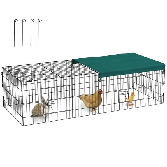 Resenkos Rabbit Hutch, Duck Cage Hutch,Rabbit Coop,73" Small Animal Playpen with with Roof for Rabbits, Chicken, Chinchillas, Green