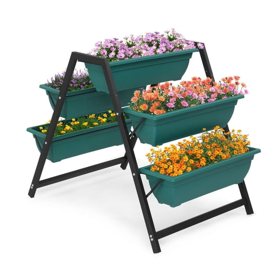 Resenkos Raised Garden Planter Bed, Tiered Planter Stand With 5 Boxes, Vertical Raised Garden Bed For Herbs, Flowers, Green
