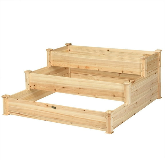 Resenkos Raised Planter Boxes, Large Space Elevated Flower Beds, 3 Tier Elevated Wooden Vegetable Garden Bed