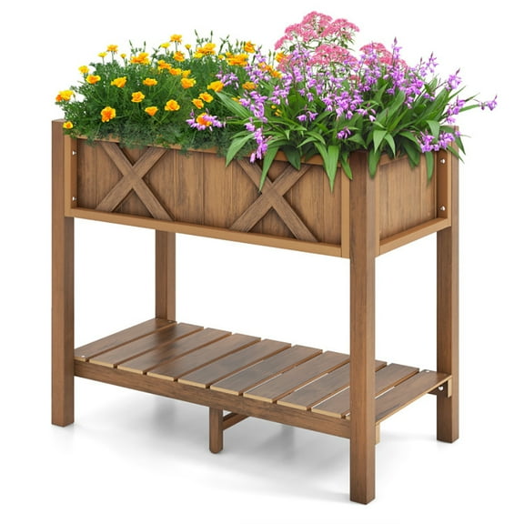 Resenkos Raised Planter Boxes, Large Space Elevated Flower Beds,HIPS Raised Garden Bed Poly Wood Elevated Planter Box-Coffee