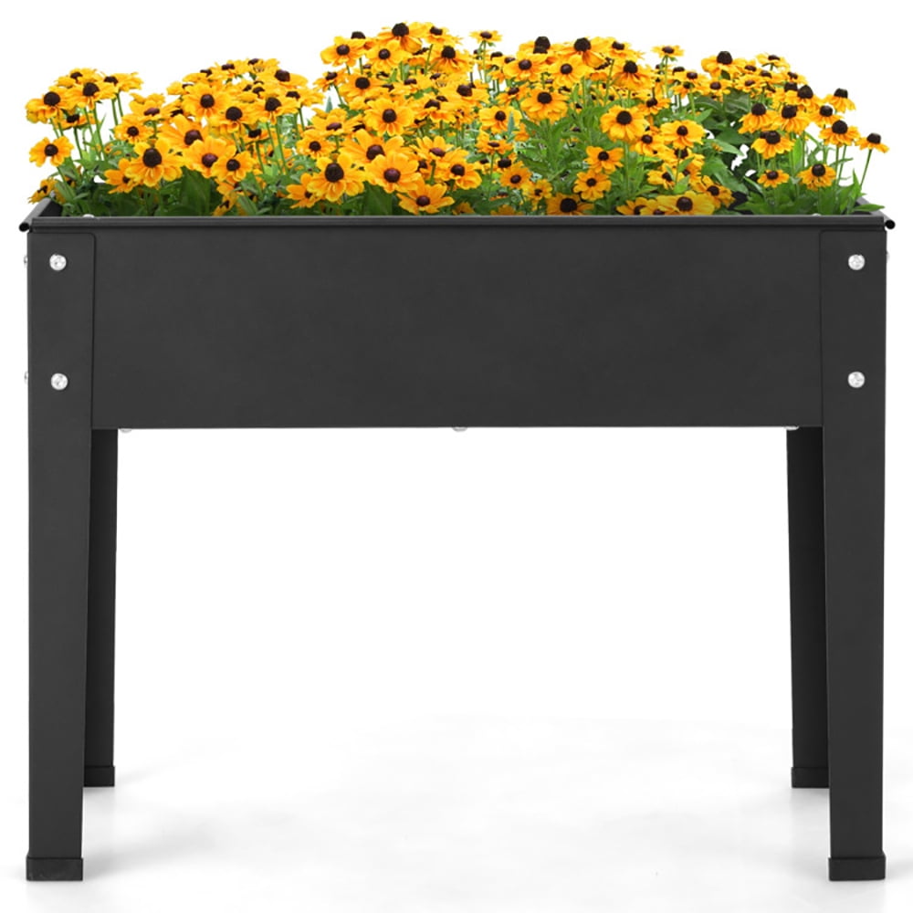 Resenkos Raised Planter Boxes, Large Space Elevated Flower Beds,Metal Raised Garden Bed with Legs and Drainage Hole for Vegetable Flower-24 x 11 x 18 inches