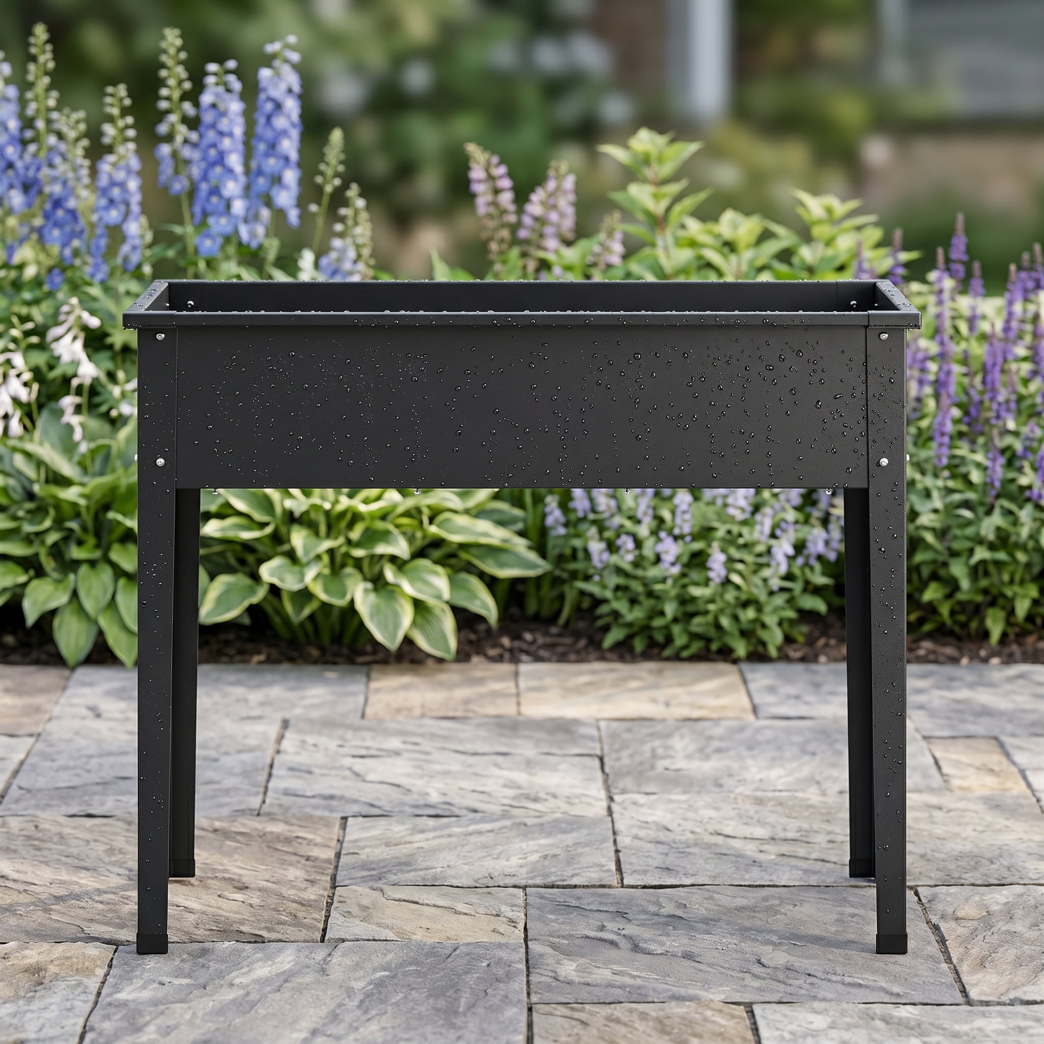 Resenkos Raised Planter Boxes, Large Space Elevated Flower Beds,Metal Raised Garden Bed with Legs and Drainage Hole for Vegetable Flower-40 x 11 x 31.5 inches