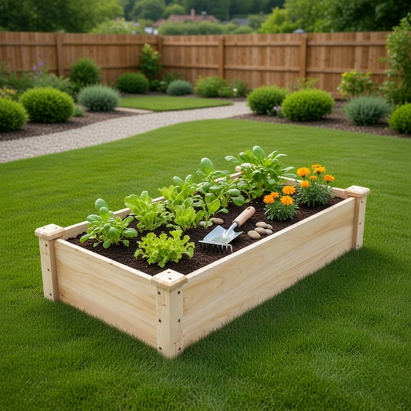 Resenkos Raised Planter Boxes, Large Space Elevated Flower Beds,Raised Garden Bed Fir Wood Wooden Square Wood Planter Box for Garden