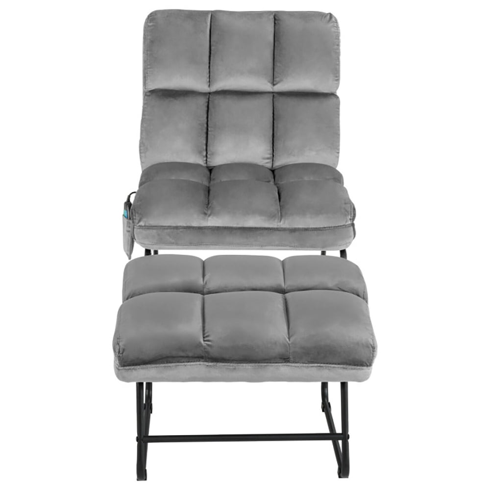 Resenkos Recliner Chair, Reclining Chair,Lounge Chair,Velvet Massage Recliners with Ottoman Remote Control and Side Pocket-Gray