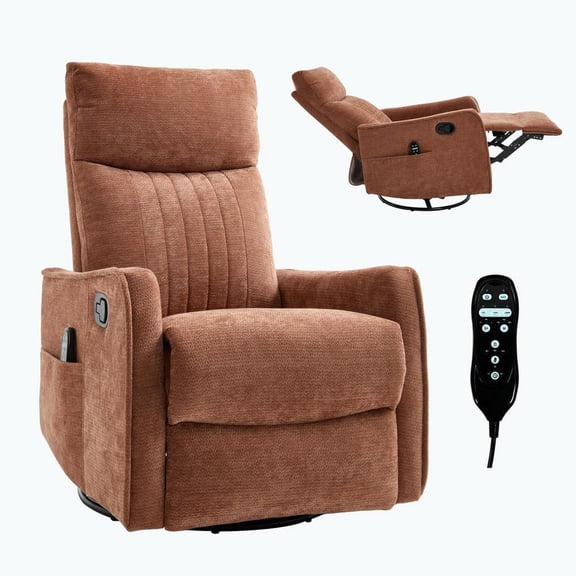 Resenkos Rocker Swivel Recliner with Lumbar Heat and Vibration Massage - Orange