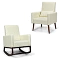 thumbnail image 1 of Resenkos Rocking Chair Nursery Glider, Comfy Rocker Nursery Chair, 2-in-1 Fabric Upholstered Rocking Chair with Pillow-Beige, 1 of 8