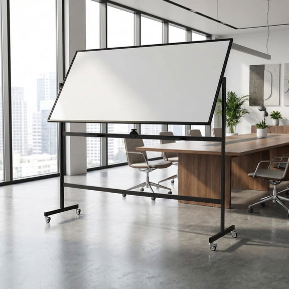 Resenkos Rolling Double-Sided Magnetic Whiteboard on Wheels with Stand, Aluminum Alloy Frame Dry Erase Board for Office, Classroom, Black