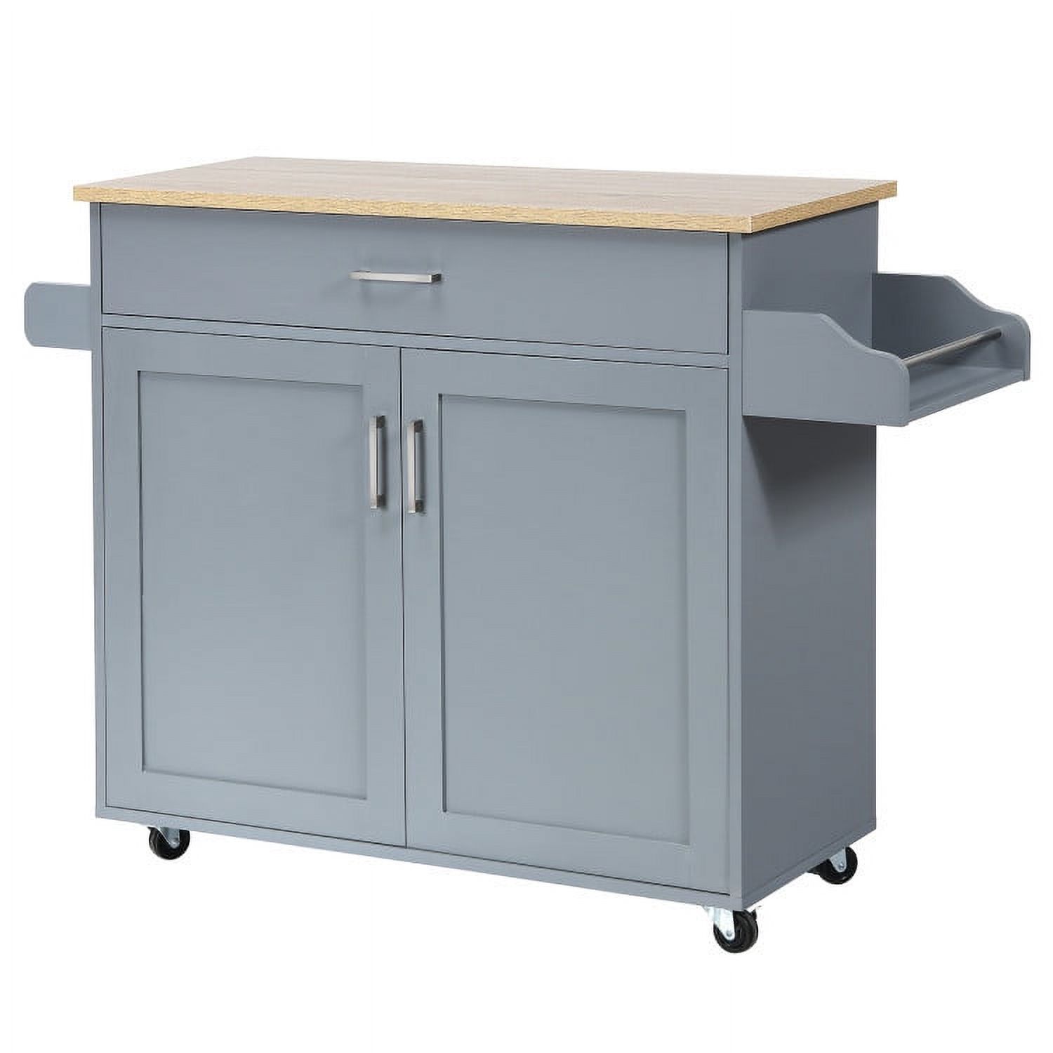 Resenkos Rolling Kitchen Island Cart with Towel and Spice Rack-Gray, Kitchen Island, Island Table for Kitchen,Dinning Room