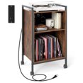thumbnail image 1 of Resenkos Rolling Record Player Stand with Integrated Power Outlet, Rustic Brown, 1 of 8