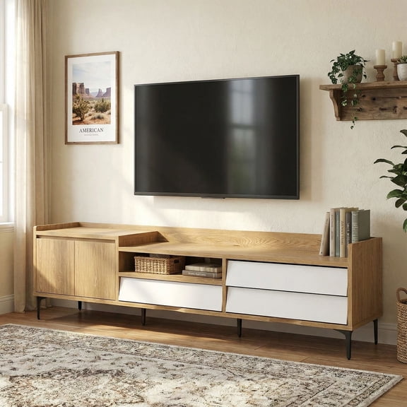 Resenkos Rolling TV Stand on Wheels Mobile TV Cart, Tiltable Portable AV Stand with Storage for 32-75 Inch TVs, Black