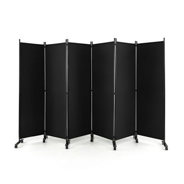 Resenkos Room Separator, Room Divider Panel,6 Panel 5.7 Feet Tall Rolling Room Divider on Wheels-Black