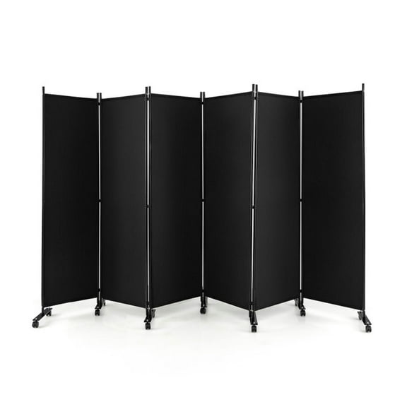 Resenkos Room Separator, Room Divider Panel,6 Panel 5.7 Feet Tall Rolling Room Divider on Wheels-Black