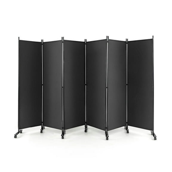 Resenkos Room Separator, Room Divider Panel,6 Panel 5.7 Feet Tall Rolling Room Divider on Wheels-Gray