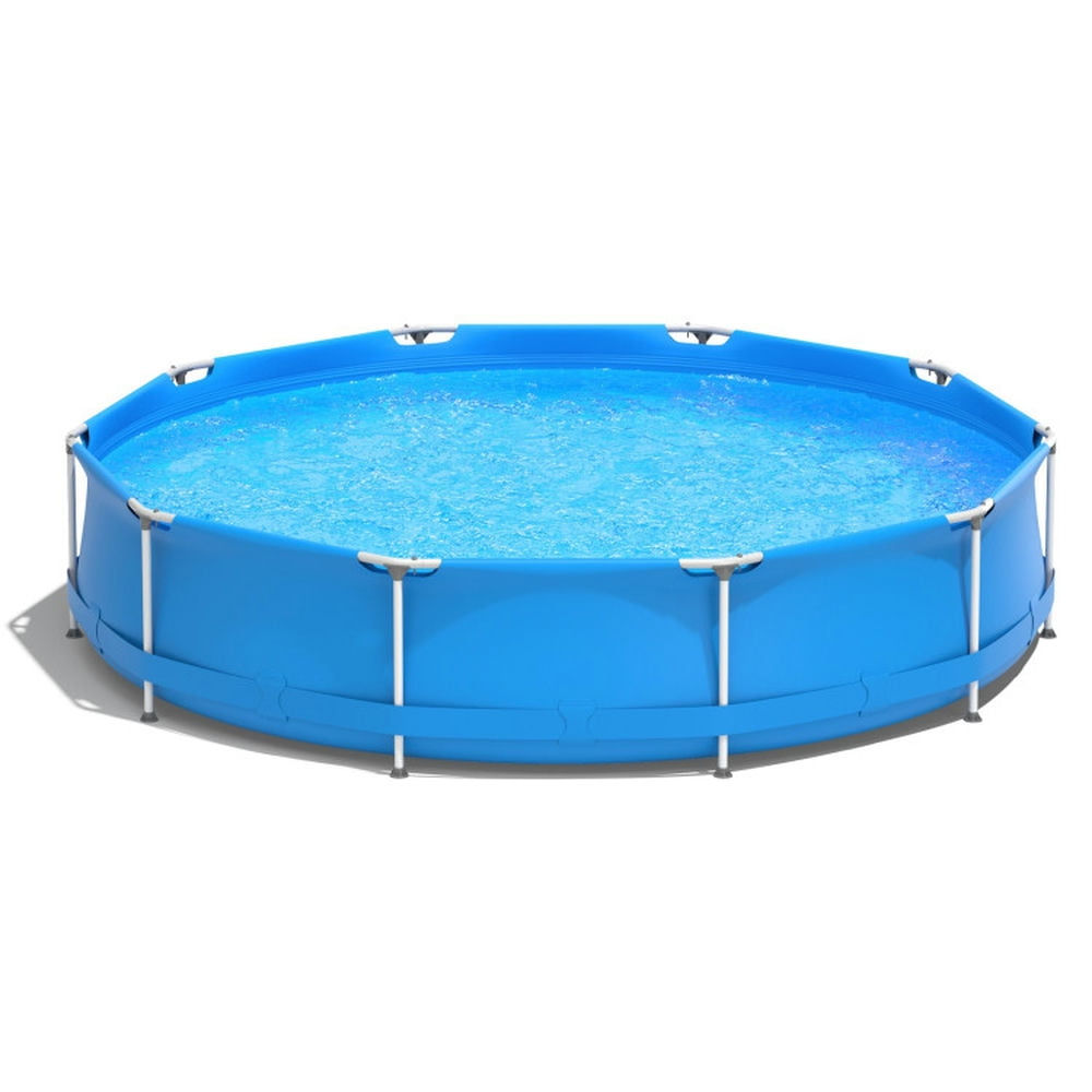 Resenkos Round Above Ground Swimming Pool With Pool Cover-Blue
