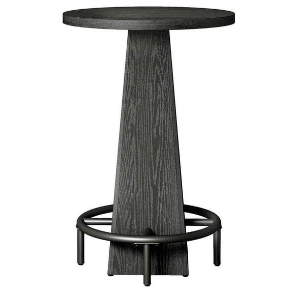 Resenkos Round High-Top Bar Table, Home Counter Height Table for Kitchen, Pub, Bistro, Living Room, Meeting Room - Black