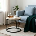 thumbnail image 1 of Resenkos Round Nesting Tables Set of 2, Stacking Coffee Table Set with Metal Frame for Living Room, Adjustable Foot Pads, Assembly Required, Grey, 1 of 8