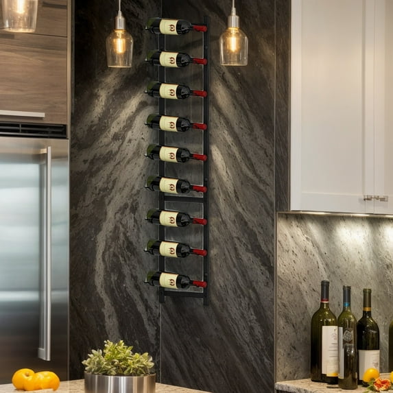 Resenkos Rust proof Wall Mounted Wine Rack for 6 or 9 Bottles-L, Wine Storage Racks, Bar Cabinet, for Kitchen Dining Room