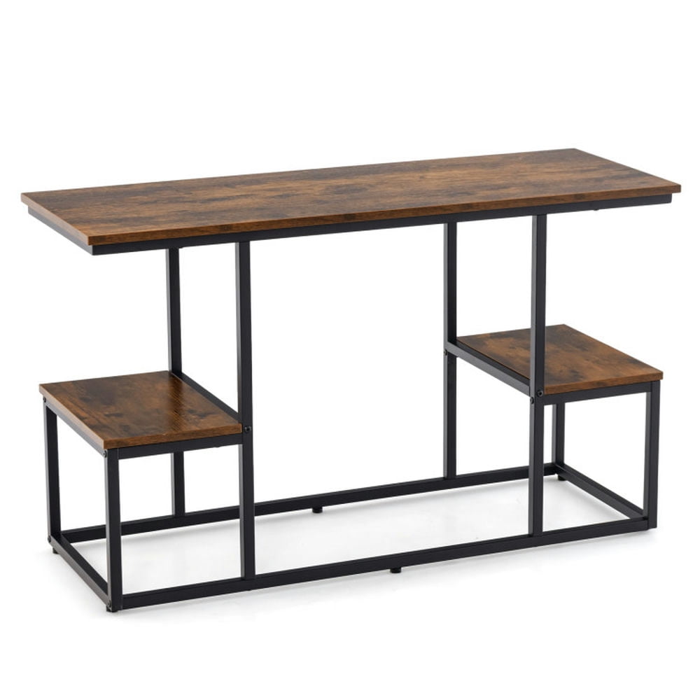 Resenkos Rustic TV Console Table for 50 Inches TVs-Rustic Brown, Mid Century Modern TV Stand for Living Room Bedroom