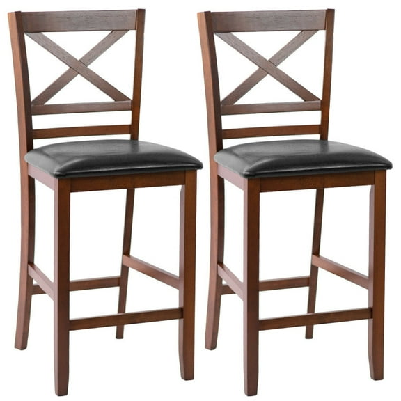 Resenkos Set of 2 Bar Stools 25 Inch Counter Height Chairs with PU Leather Seat, Bar Height Stools, Bar Stools for Kitchen Island for Kitchen, Dining Room