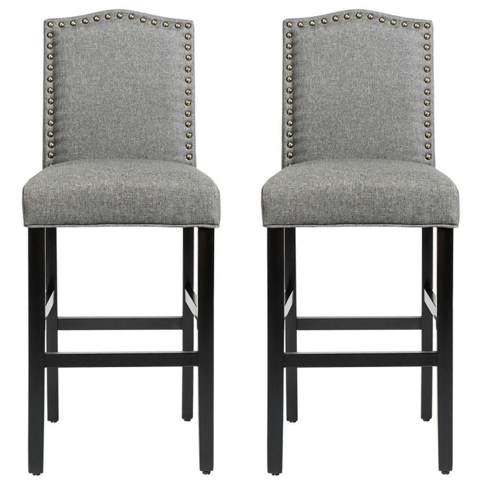 Resenkos Set of 2 Counter Height Dining Side Barstools with Thick Cushion-Gray, Bar Height Stools, Bar Stools for Kitchen Island for Kitchen, Dining Room