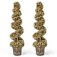 thumbnail image 1 of Resenkos Set of 2 Artificial Spiral Topiary Trees with Vintage Pots - Gold, 1 of 8