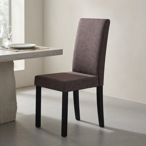 Resenkos Set of 2 Mid-Century Modern Parson Chairs with Fabric Upholstery, Brown