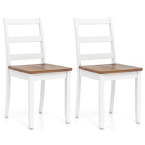 Resenkos Set of 2 Solid Wood Dining Chairs, Rustic Brown Finish