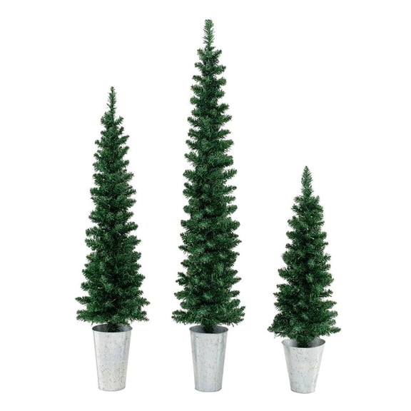 Resenkos Set of 3 Pre-Lit Artificial Christmas Trees - Warm White LEDs, Green/Silver