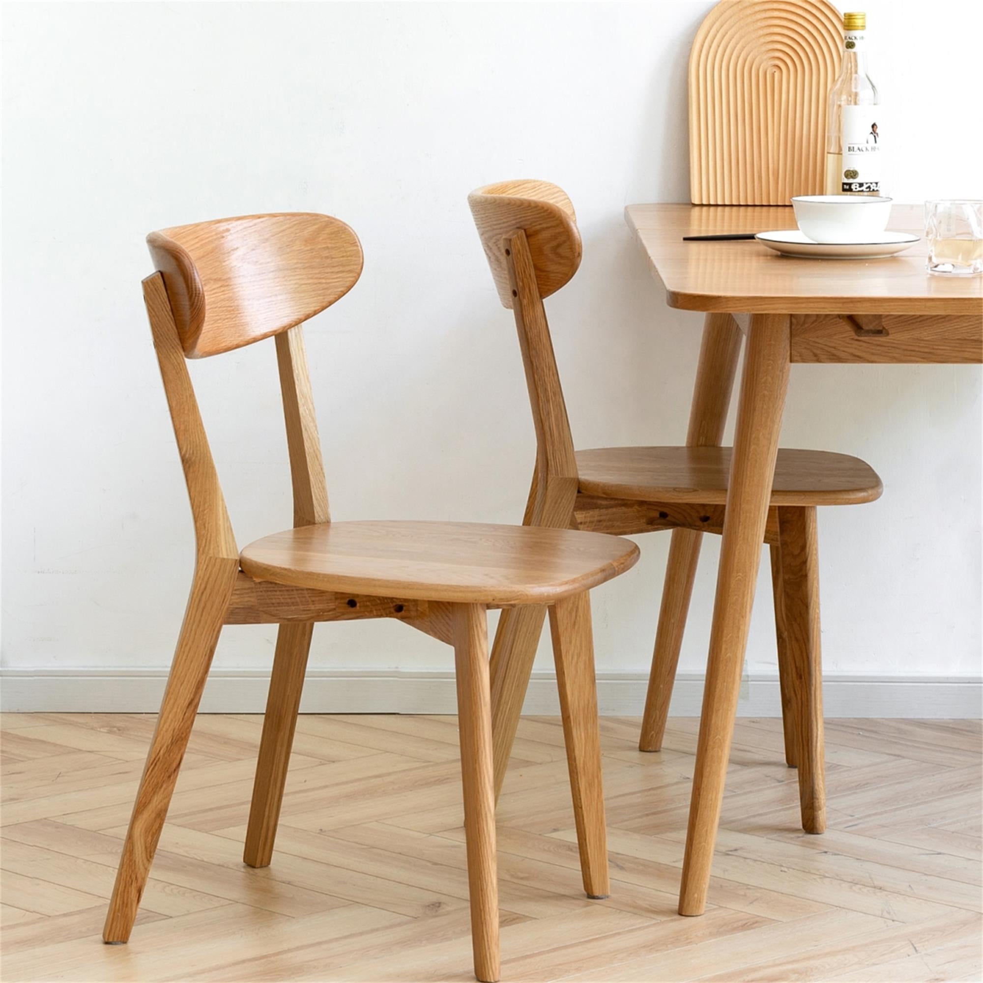 Resenkos Set of 4 Modern Farmhouse Wood Dining Chair with Oak Finish, 4-Pcs  Set Natural