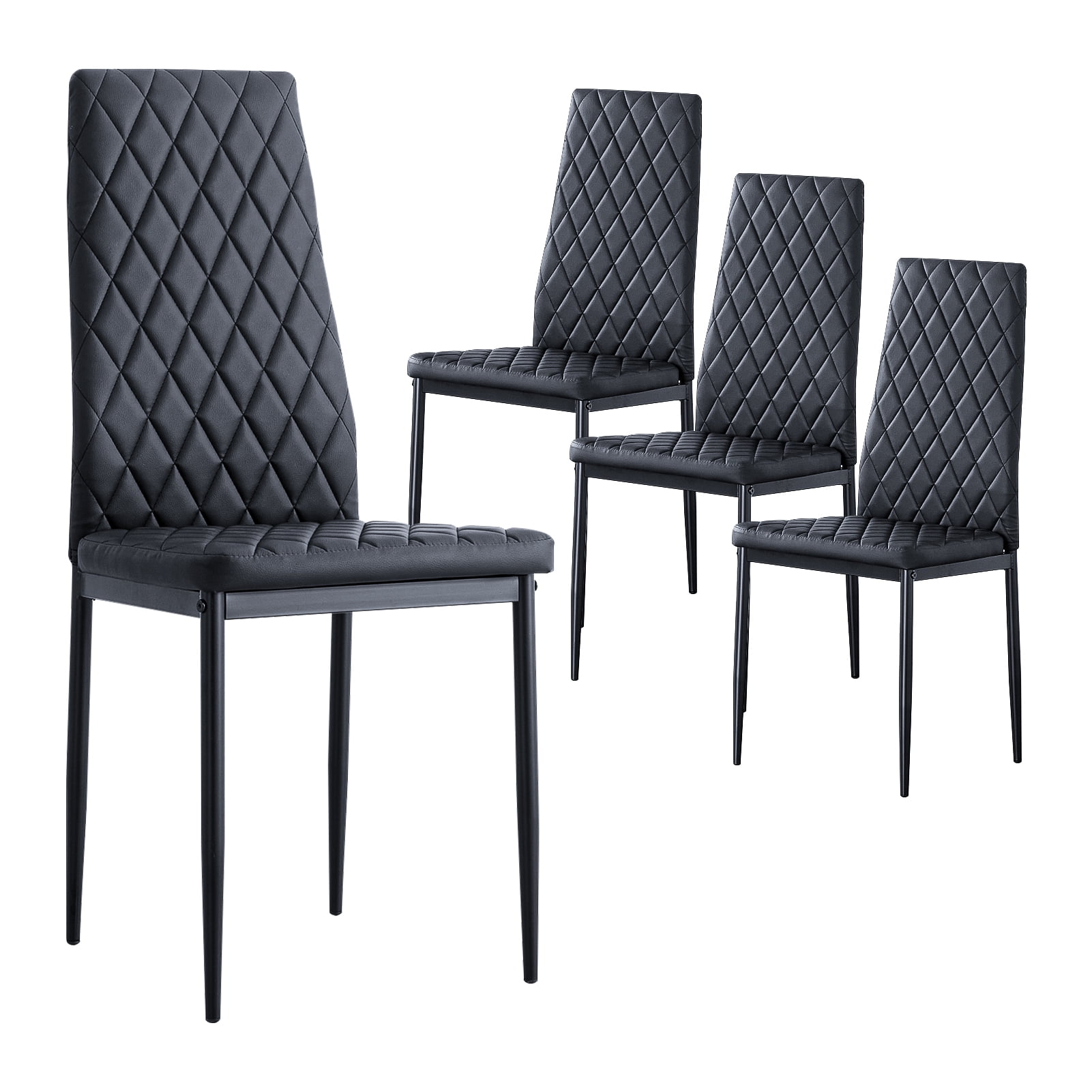 Resenkos Set of 4 Modern Leather Seat Dining Chairs, High Back Side