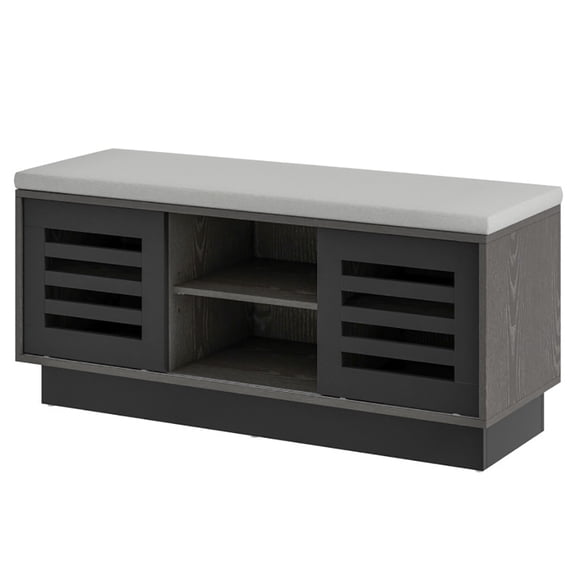 Resenkos Shoe Bench with 6 Storage Compartments and 3 Adjustable Shelves-Gray, Space-Saving Shoe Rack Organizer for Closet Entryway