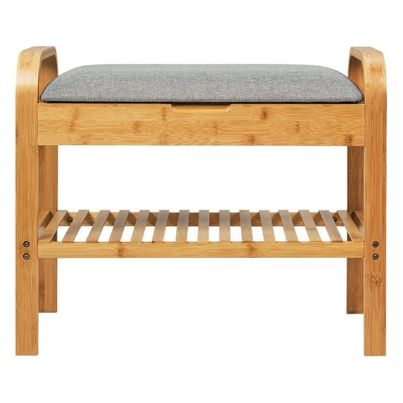 Resenkos Shoe Rack Bench Bamboo with Storage Shelf-Natural, Space-Saving Shoe Rack Organizer for Closet Entryway