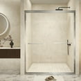 thumbnail image 1 of Resenkos Shower Enclosure Door,Shower Stall Door,Aluminum Frame Double Sliding Shower Door with Explosion Proof Film, Stainless Steel handle, Brushed Nickel, 1 of 16