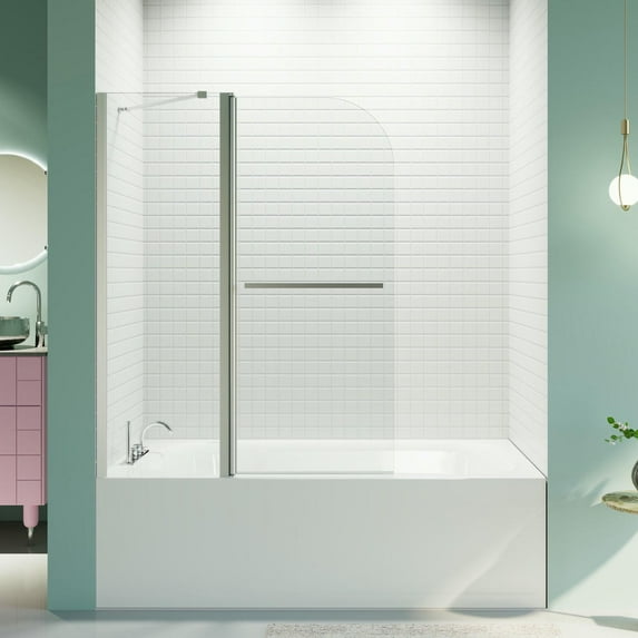Resenkos Shower Enclosure Door,Shower Stall Door,Frameless Folding Shower Doors, Bathroom Pivot Tub Glass Door, Chrome