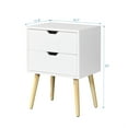 thumbnail image 1 of Resenkos Side Table with 2 Drawer and Rubber Wood Legs,Modern Storage Cabinet for Bedroom Living Room,White, 1 of 7