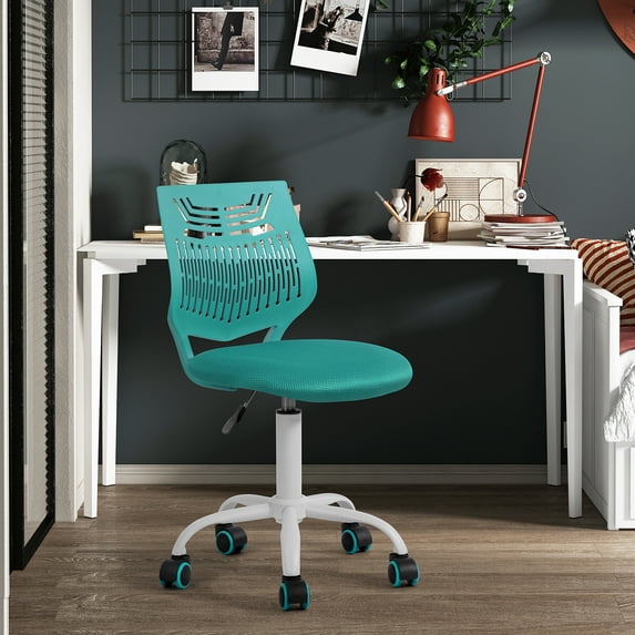 Resenkos Small Ergonomic Desk Chair for Teens, Height Adjustable 360° Swivel Kids Study Chair, Rolling Design, Green