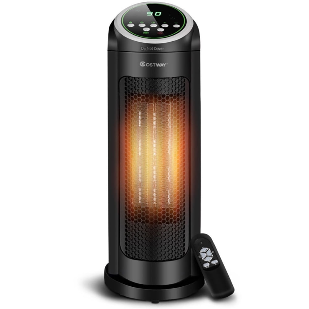 Black Ceramic Electric Space Heater with Remote Control