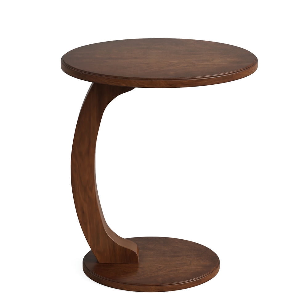 Resenkos Sofa Side End Table, End Table, Couch Table,C-Shaped End Table, Round Solid Wood Side Table for Living Room,Brown Resenkos Sofa Side End Table, End Table, Couch Table,C-Shaped End Table, Round Solid Wood Side Table for Living Room,Brown