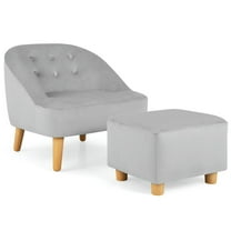 Resenkos Soft Velvet Upholstered Kids Sofa Chair with Ottoman-Gray, Kids Chairs for Kids