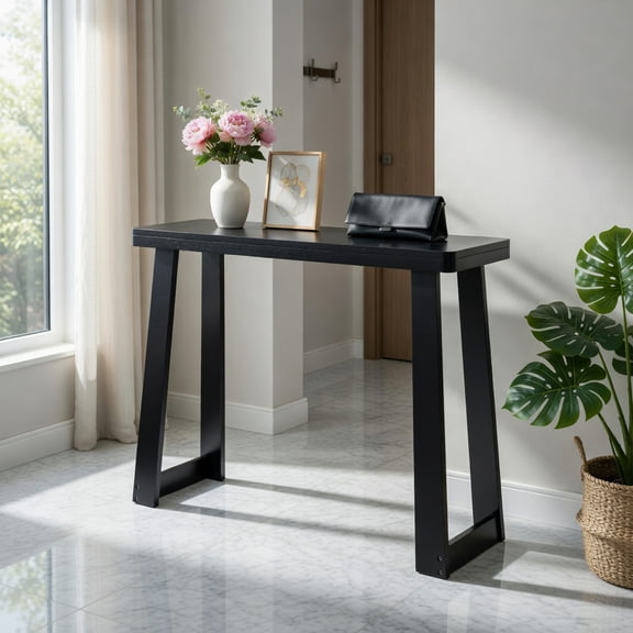 Resenkos Solid Rubber Wood Console Table 43 Inch Narrow Entryway Table with Thick Table Top and Stable Base for Entryway, Hallway, Living Room and Bedroom