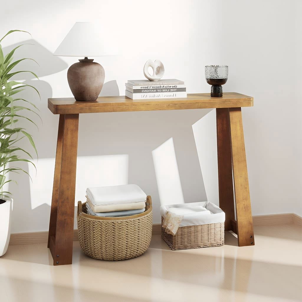 Resenkos Solid Rubber WoodTable 43 Inch, Narrow Console Table with ...