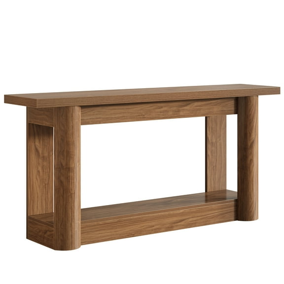 Resenkos Solid Wood Console Table, 2-Shelf Open Storage, Minimalist Design, Living Room & Entryway, Sturdy & Space-Saving