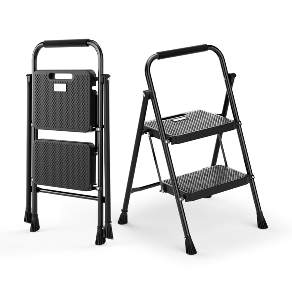 Resenkos Step Ladder, Folding Step Stool, Stepladders,Portable Folding 2 Step Ladder with Wide Anti-Slip Pedal-Black Resenkos Step Ladder, Folding Step Stool, Stepladders,Portable Folding 2 Step Ladder with Wide Anti-Slip Pedal-Black