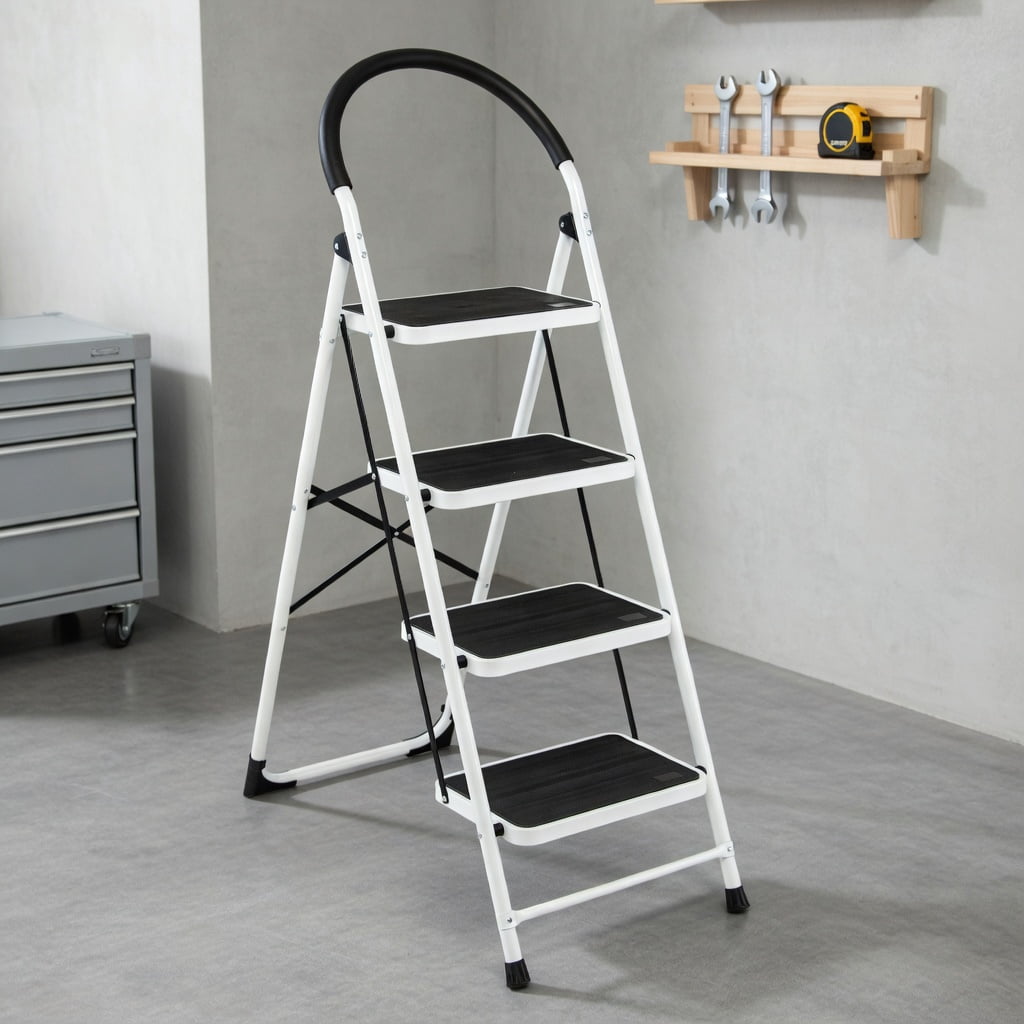 Resenkos 4-Step Folding Ladder with Anti-Slip Pedal Platform 330Lbs ...