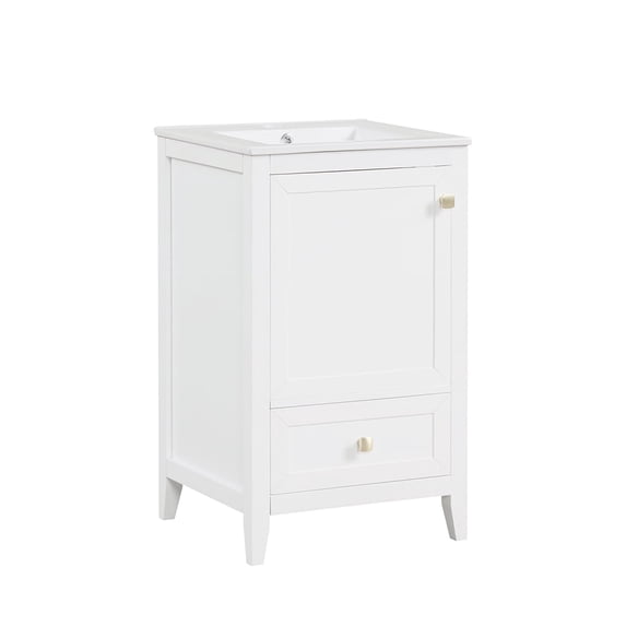 Resenkos Storage Cabinet,Kitchen,Pantry Cabinet,20" Bathroom Vanity with Sink, Bathroom Cabinet with Soft Closing Door, Storage Rack and Drawer, White
