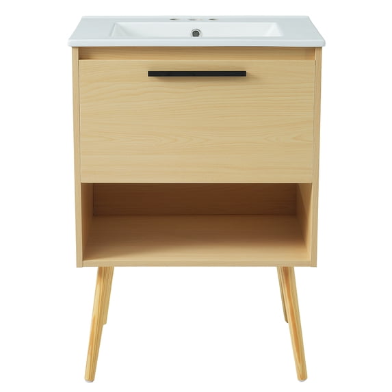 Resenkos Storage Cabinet,Kitchen,Pantry Cabinet,24" Bathroom Vanity with Sink Combo, Multi-functional Bathroom Cabinet with Drawer,Natural