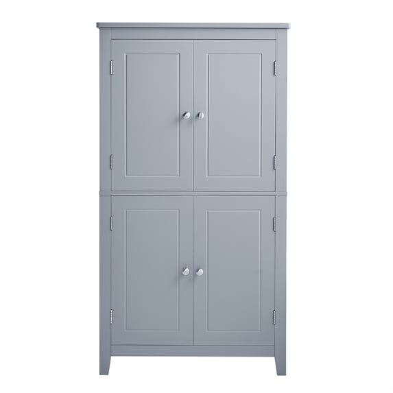 Resenkos Storage Cabinet,Kitchen,Pantry Cabinet,Elegant Bathroom Floor Storage Cabinet, Bathroom Storage Unit, Cabinet with 4 Doors, Grey