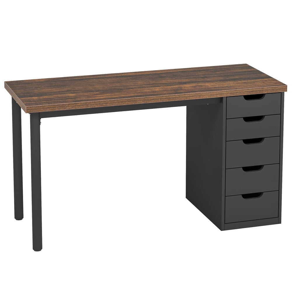 Resenkos Study Writing Desk, Computer Desk,47" Computer Desk with 5 Drawers, Modern Study Table Writing Desk,Black