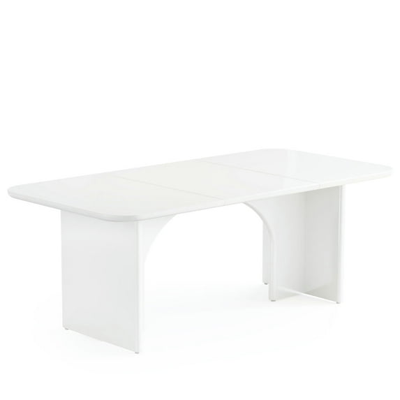 Resenkos Study Writing Desk, Computer Desk,63-Inch Executive Desk, Modern Computer Desk with Arch Design Legs,White
