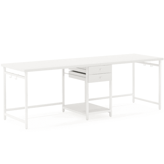 Resenkos Study Writing Desk, Computer Desk,Industrial Two Person Desk, 78" Double Computer Desk with Drawers,White